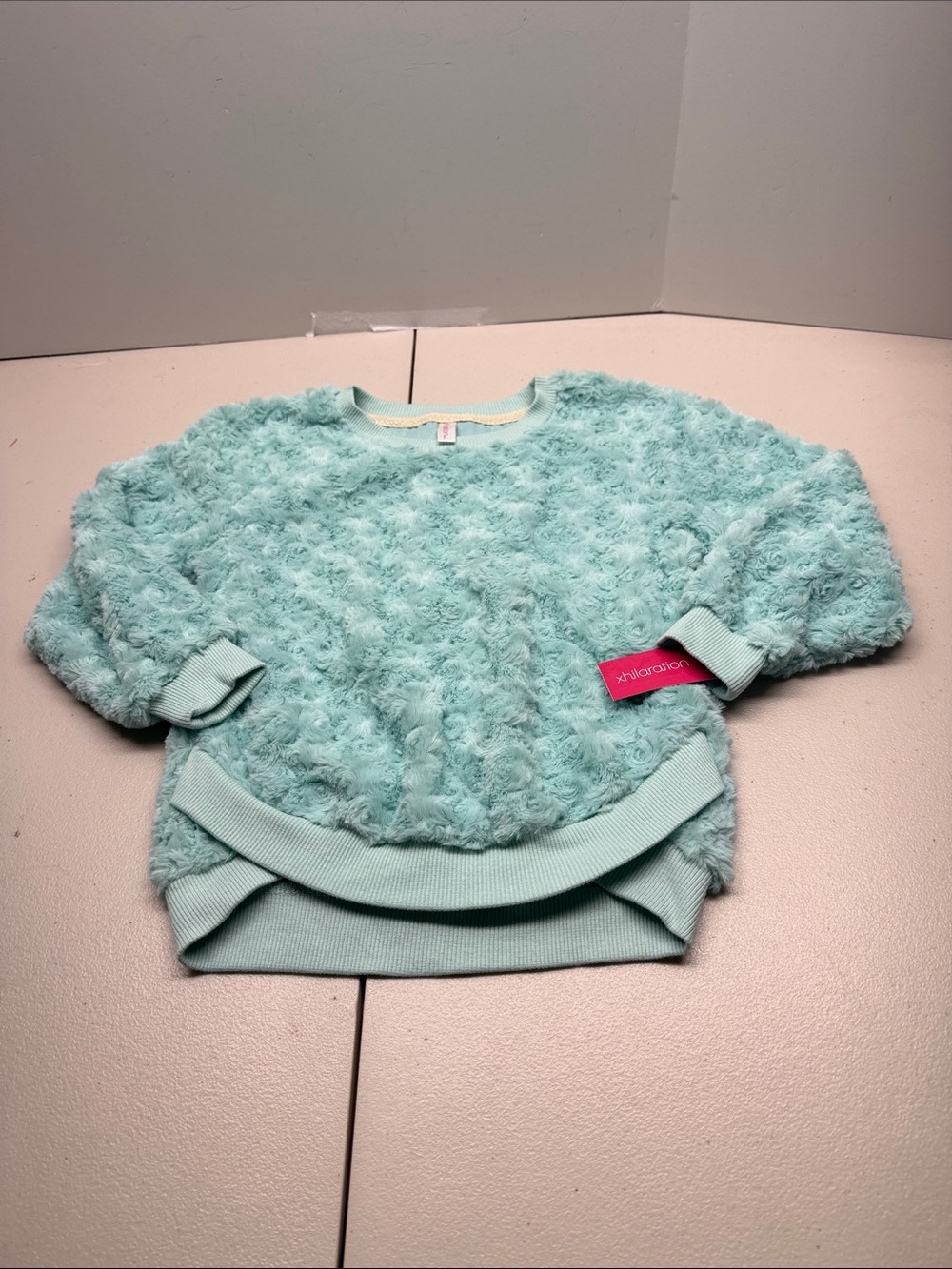 Xhilaration Plush Textured Pullover Sweatshirt - Mint Blue